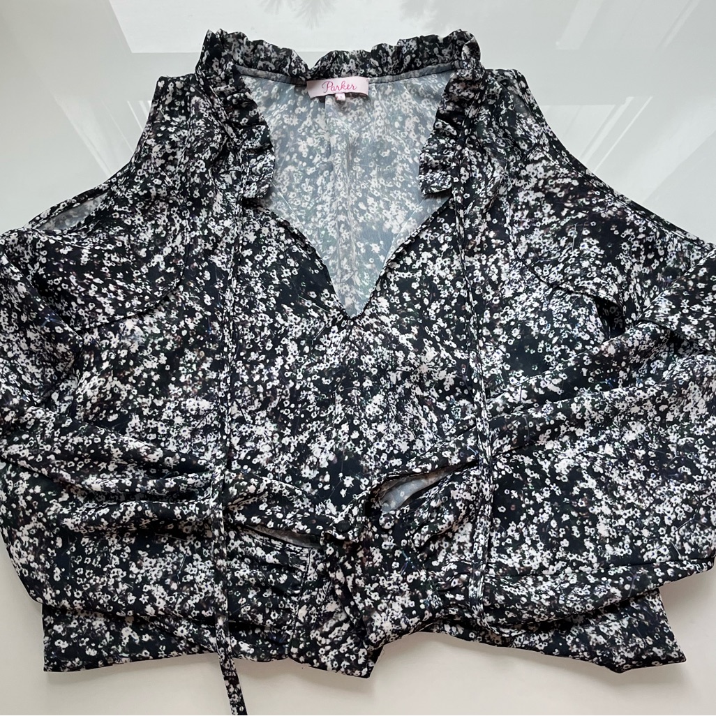 Parker Cold Shoulder Floral Blouse Top Size S